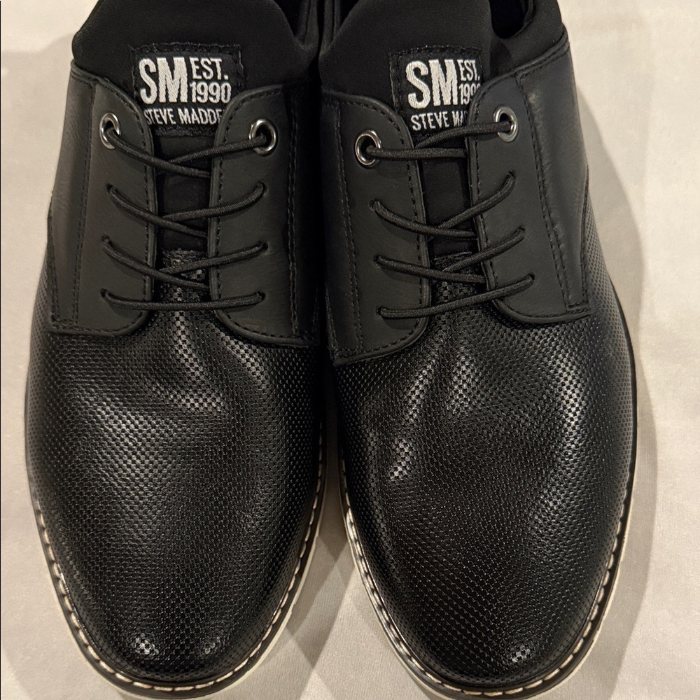 Steve Madden Black Textured Oxfords Men’s 8M